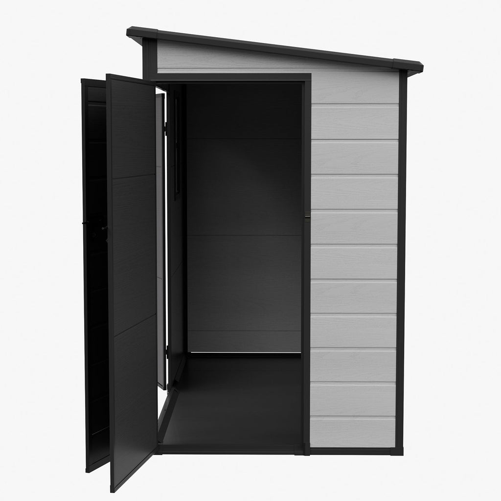4 x 8 ft Plastic Garden Storage Shed with Pent Roof & Lockable Door