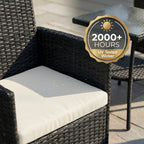 3-Piece PE Rattan Wicker Garden Furniture Bistro Set