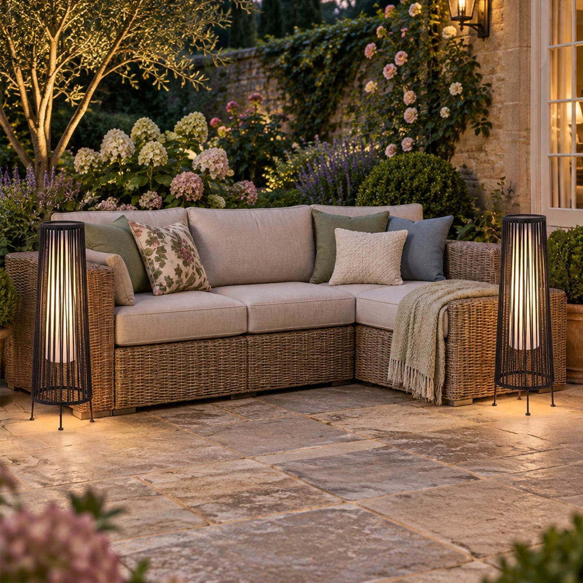 2-Pack Solar Outdoor Floor Lamp