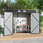 8 x 4 ft Metal Garden Storage Shed with Pent Roof & Lockable Double Doors