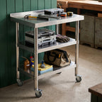 3-Tier Stainless Steel Prep Table with Smooth Castors and Adjustable Feet