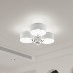 3/5 heads lights of Modern Round Acrylic LED Semi Flush Mount with Crystal Accent