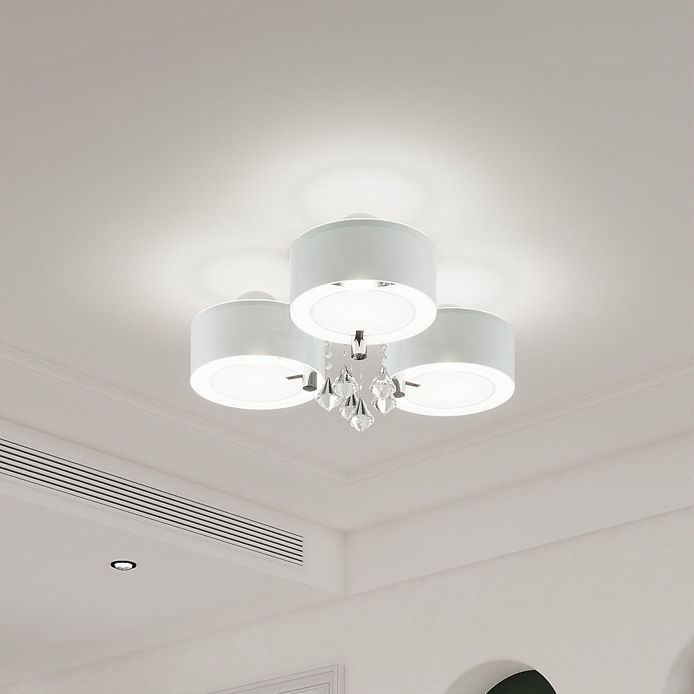 3/5 heads lights of Modern Round Acrylic LED Semi Flush Mount with Crystal Accent