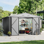 10 ft Wide Metal Garden Storage Shed with Apex Roof