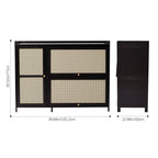 3-Door Rattan-Style Shoe Cabinet with Flip-Down Storage
