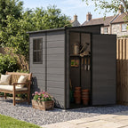 4 x 5 ft Plastic Garden Storage Shed with Pent Roof & Lockable Door