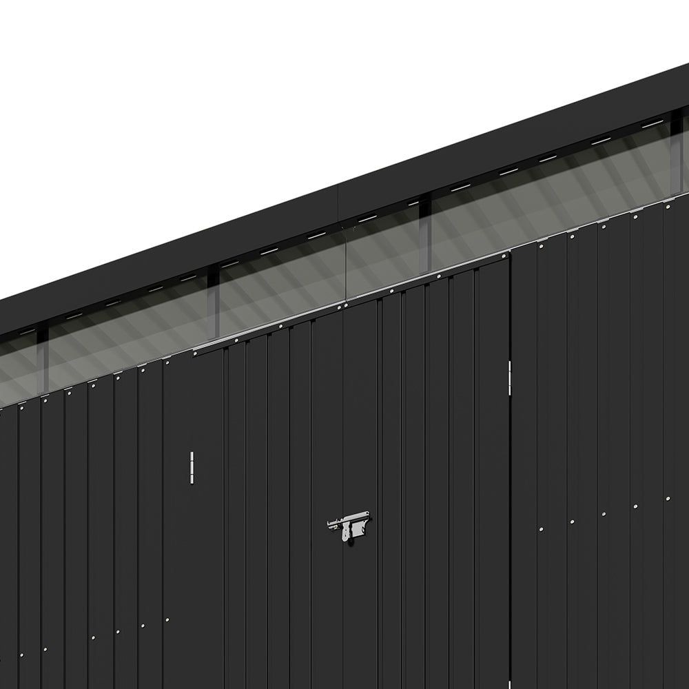 13 x 10 ft Metal Garden Storage Shed with Flat Roof & Padlockable Double Doors