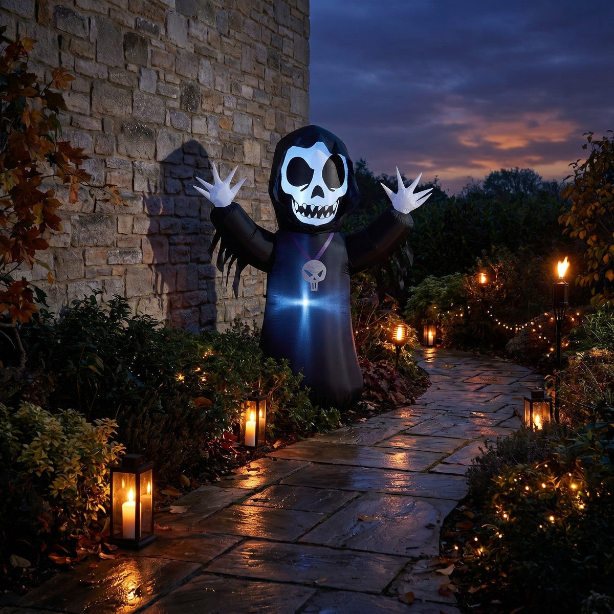 5 FT Halloween Inflatable Grim Reaper Decoration with LED Lights