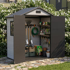 6 x 4 ft Plastic Garden Storage Shed with Apex Roof & Padlockable Double Doors