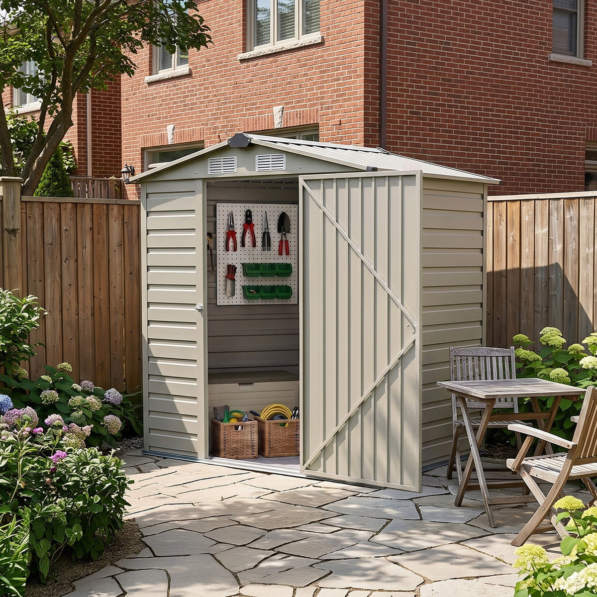 6 x 4 ft Metal Garden Storage Shed with Apex Roof & Padlockable Door