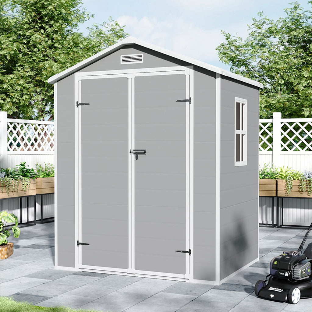 6 x 4.4 ft Plastic Garden Storage Shed with Apex Roof & Double Doors