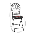 3 Piece Black Aluminium Garden Bistro Set with Mosaic Table Top