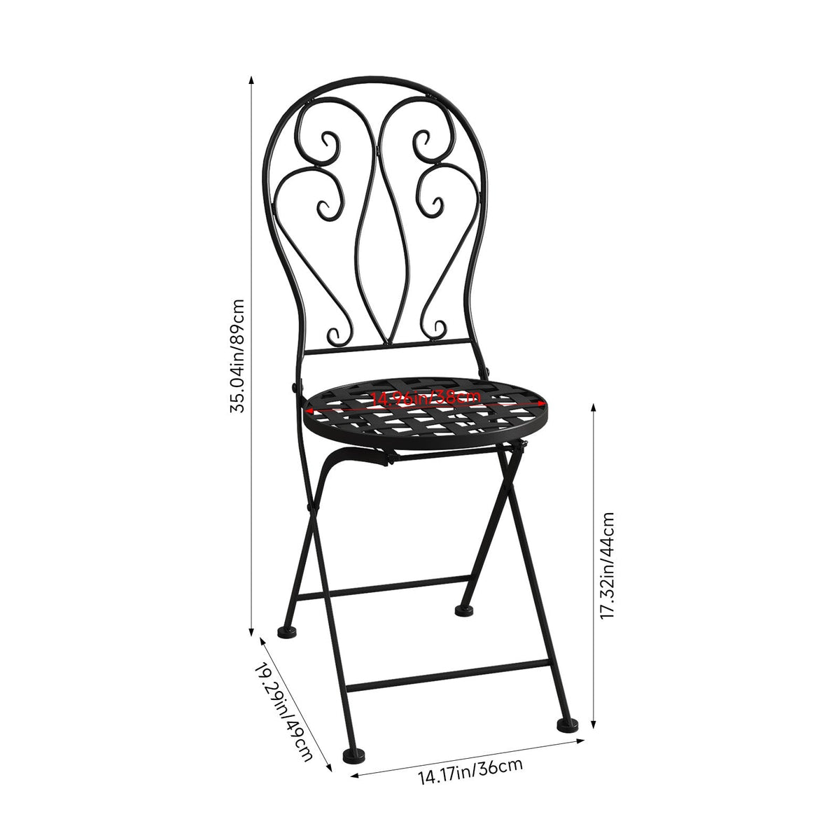 3 Piece Black Aluminium Garden Bistro Set with Mosaic Table Top