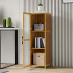 3-Tier Narrow Bookcase Storage Cabinet with Acrylic Door
