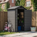 4.4 x 3.4 ft Plastic Garden Storage Shed with Apex Roof & Lockable Hinged Door