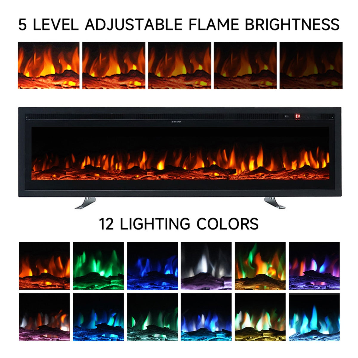 1800W Electric Fireplace with Wifi & Remote Control