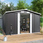 10 x 12 ft Metal Garden Storage Shed with Apex Roof