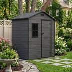 6 x 4 ft Plastic Garden Storage Shed with Apex Roof & Lockable Door