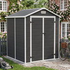 6 x 6 ft Plastic Garden Storage Shed with Apex Roof & Double Doors