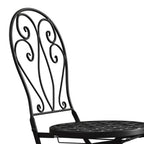 3 Piece Black Aluminium Garden Bistro Set with Mosaic Table Top