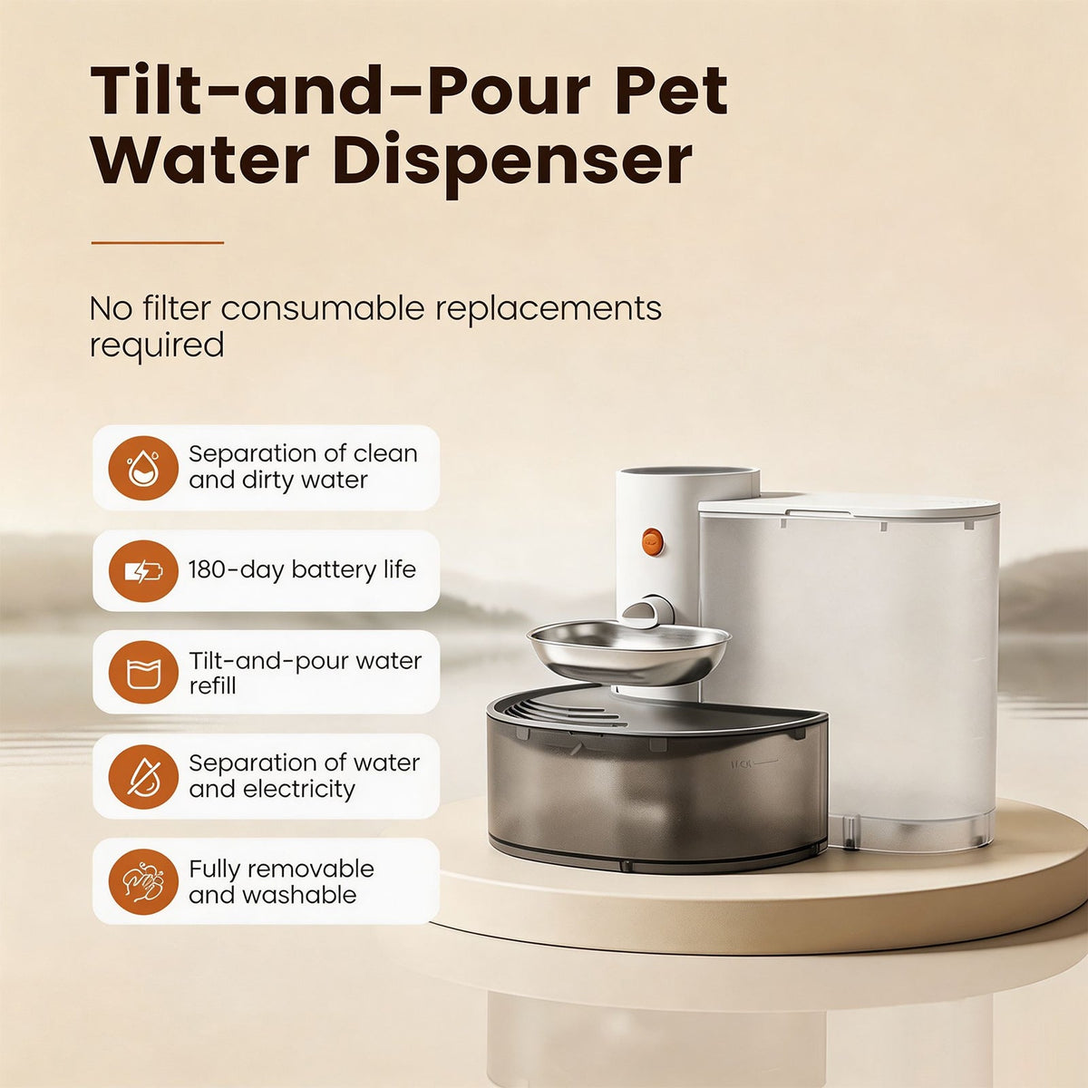 3L Rechargeable Smart Self-Refill Pet Water Fountain