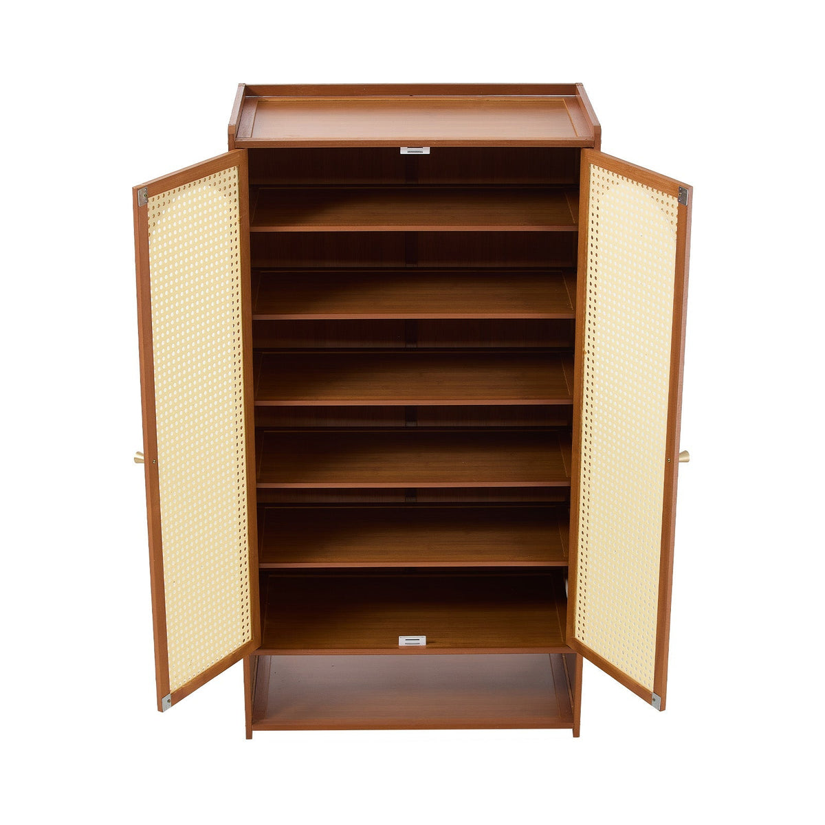 111CM H Modern Shoe Storage Cabinet with Rattan-Effect Doors