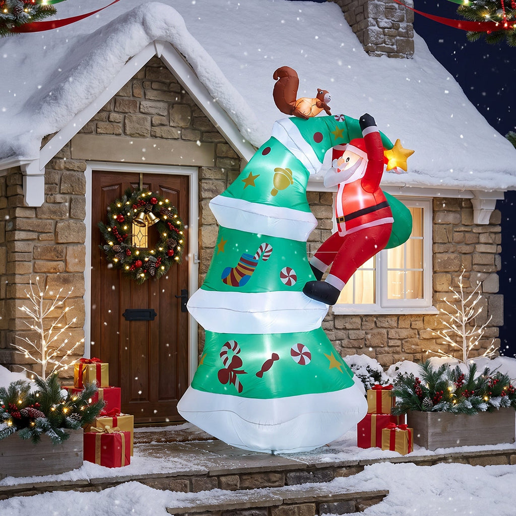 3m Christmas Tree Inflatable with Climbing Santa & LED Lights