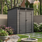 6 x 4 ft Plastic Garden Storage Shed with Pent Roof & Lockable Double Doors