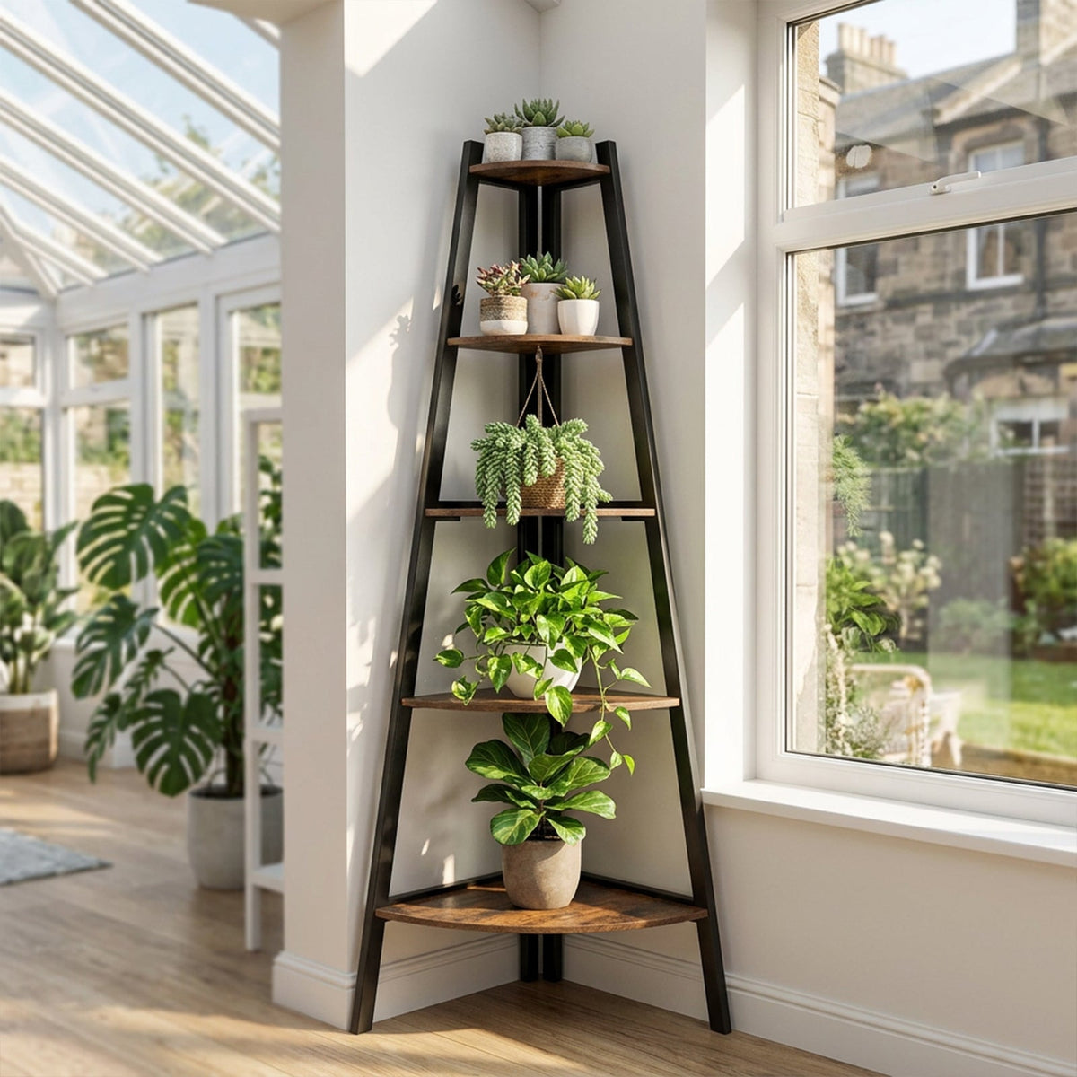 5-Tier Vintage Ladder Corner Shelf