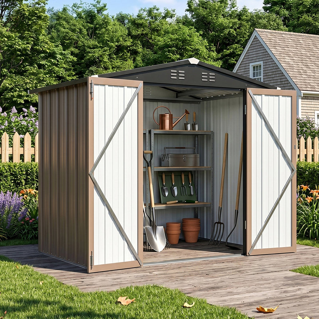 6 x 4 ft Apex Roof Garden Tool Shed With Lockable Doors